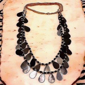Black & gold double strand costume necklace